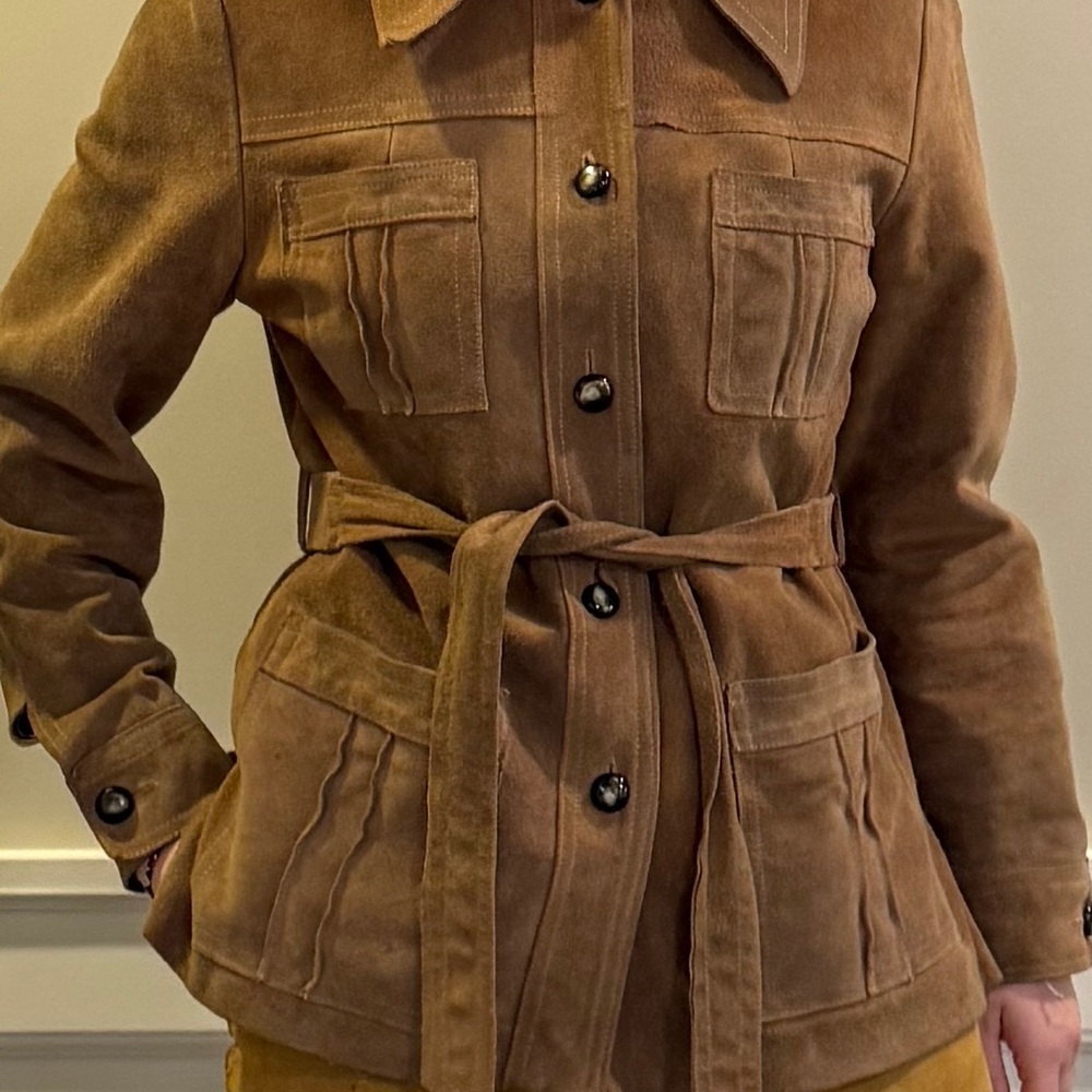 Handmade Vintage Suede Belted Women’s Jacket 1970s. Fits Like A Small.